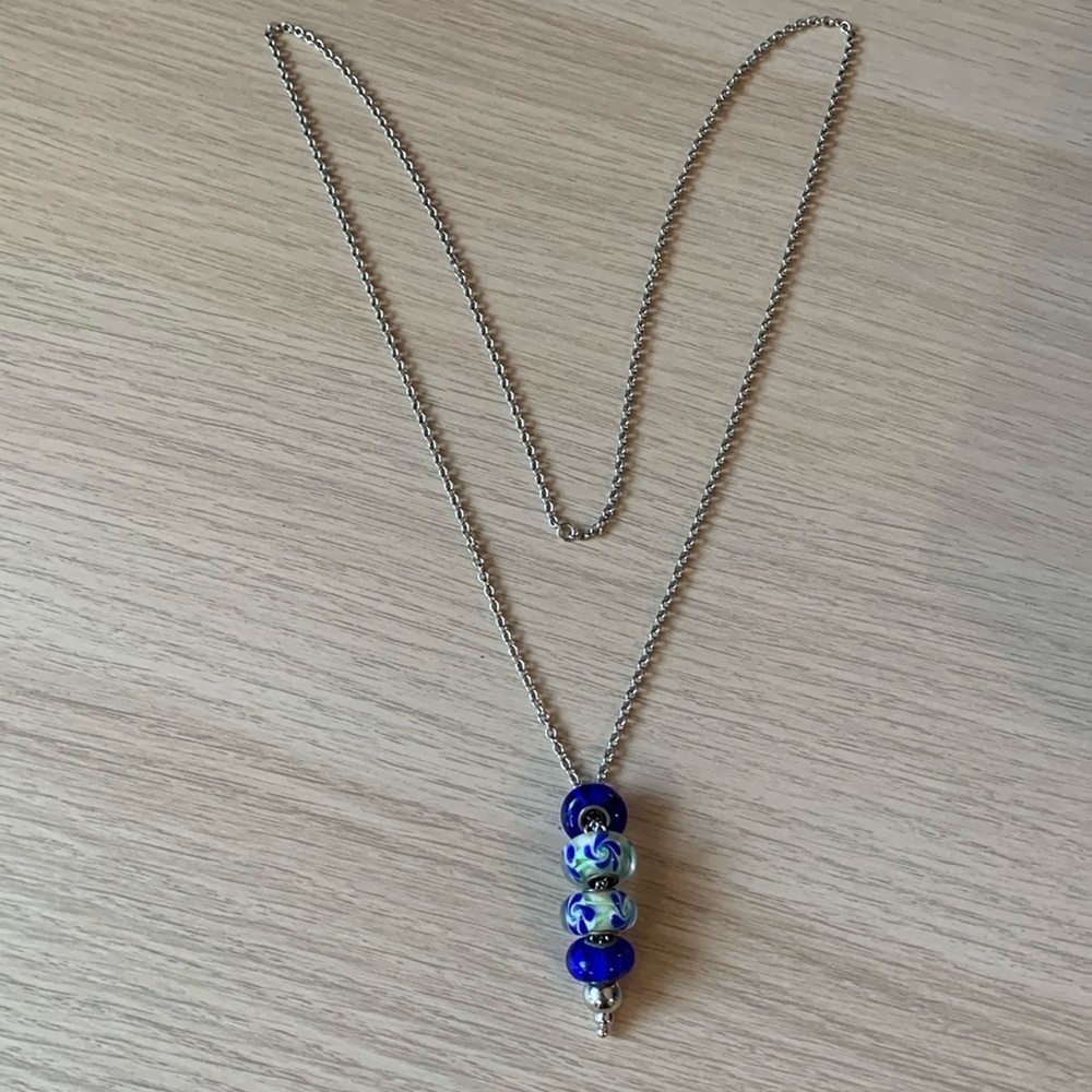 ⭐️ 5 for 20$! ⭐️ Blue and silver beads long necklace